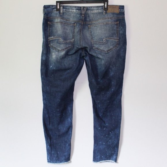 Silver Jeans Girlfriend Denim Distressed Splatter Jeans Plus Size 16 H13230 - Picture 6 of 12